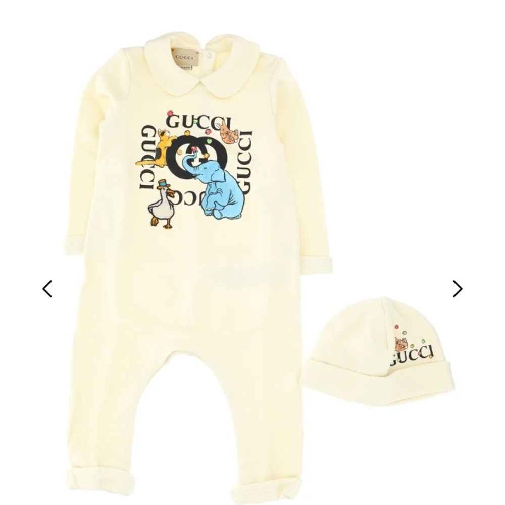 Gucci kids logo printed long sleeved babygrow set